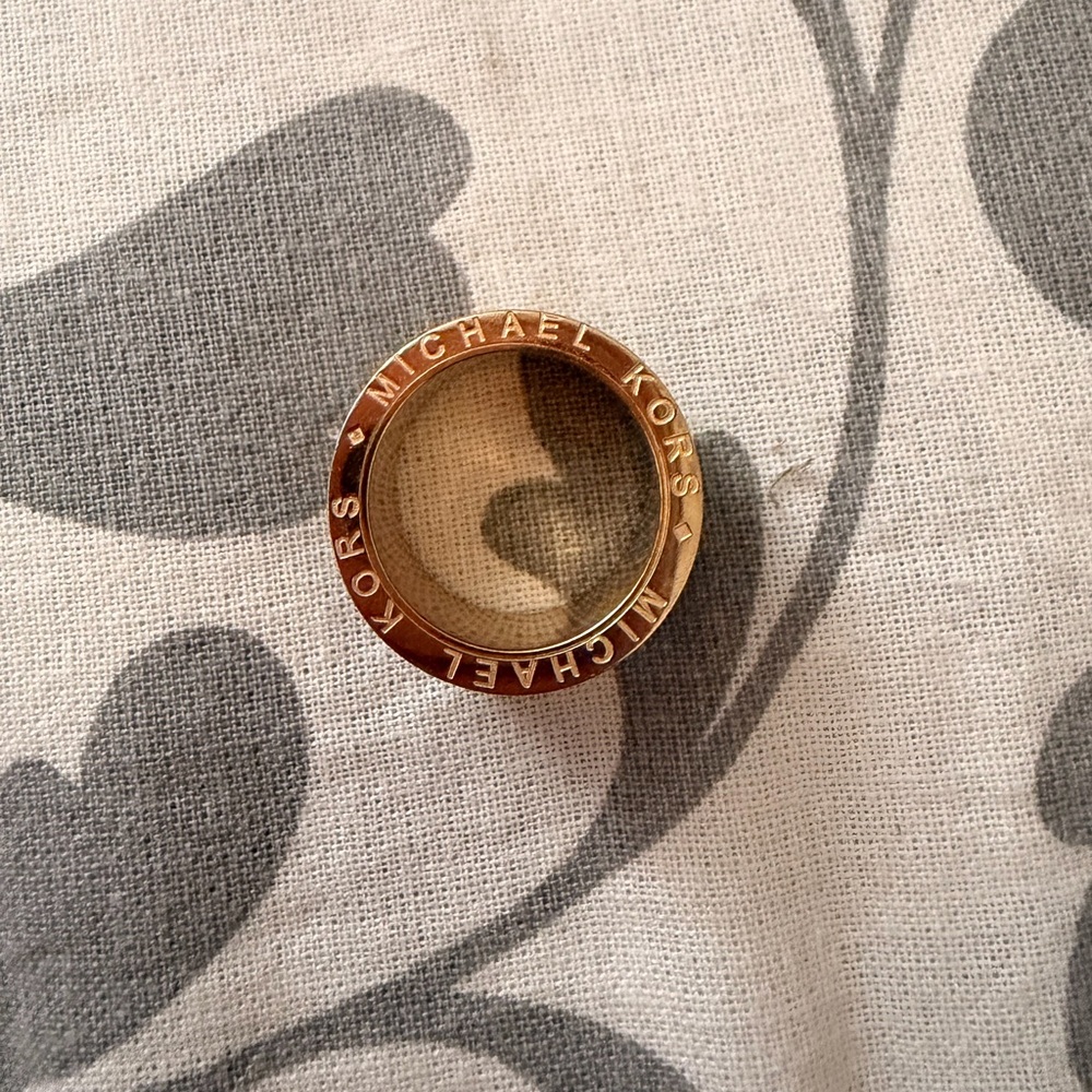 Michael Kors Rose Gold Logo Ring Accent